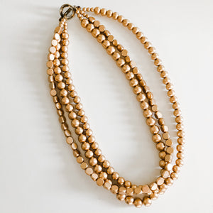 Sea to Sand Multi Strand Necklace - Gold Beads