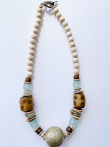 Sea to Sand Brass Bead Necklace in Seafoam