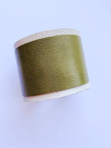 Color Me Leather Cuff - Sage + Beige